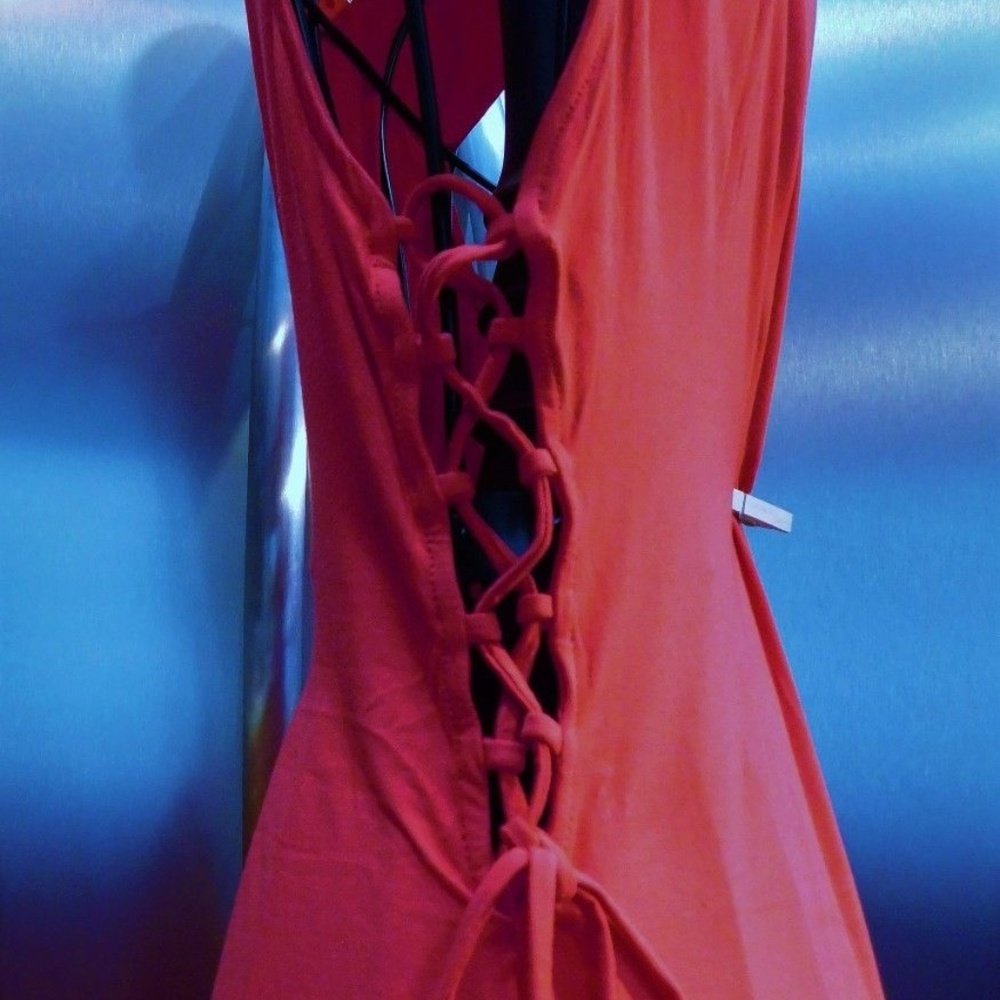 Good Luck Gem Red Side Lacing Sleeveless Body Suit